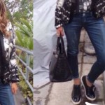 Claudia Galanti giacca Cavalli scarpe Lanvin borsa Hermes