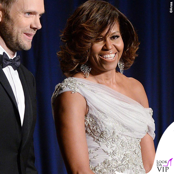 Joel McHale Michelle Obama 100th Annual White House Correspondent's Association Gala abito Marchesa 2