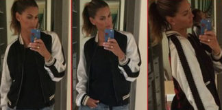 Melissa Satta giacca Saint Laurent stivali Isabel Marant