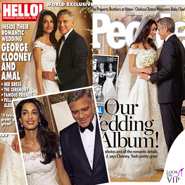 George Clooney abito Armani Amal Alamuddin abito Oscar de la Renta Wedding