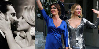Matrimonio Hunziker Trussardi Silvia Toffanin abito blu Ilary Blasi abito Antonio Grimaldi 1