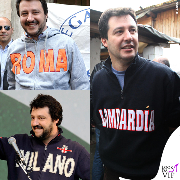 Matteo Salvini felpa Roma Milano Lombardia