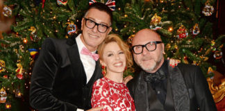 Stefano Gabbana Kylie Minogue Domenico Dolce Claridge's Christmas Tree 2014 Londra By Dolce&Gabbana