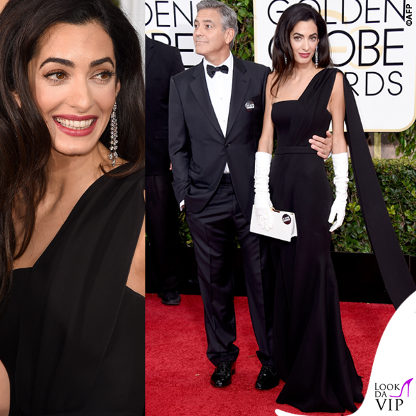 Golden Globe 2015 George Clooney tuxedo Armani Amal Alamuddin abito clutch guanti Christian Dior 5