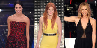Sanremo 2015 1 serata Rocio Munoz Morales abito Giorgio Armani Privé Chiara Galiazzo abito Stella McCartney Charlize Theron