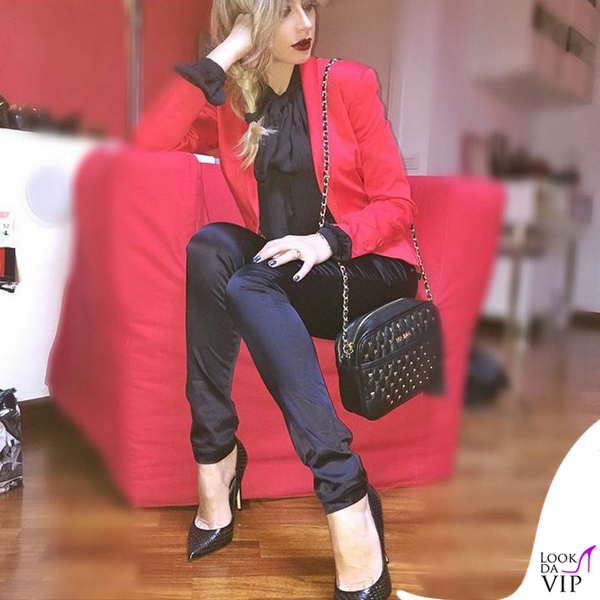 Maddalena Corvaglia MFW giacca Coveri borsa Mia Bag scarpe Le Silla