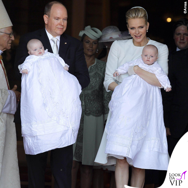 Principato di Monaco battesimo Jaques e Gabriella vesti Dior Charlene Wittstock total Dior Houte Couture