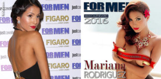 Mariana Rodriguez presentazione calendario ForMen abito Versace