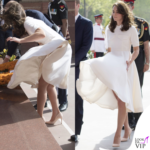 Kate Middleton abito Emilia Wickstead pump Rupert Sanderson clutch Mulberry orecchini Cassandra Goad