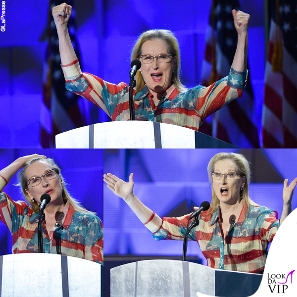 Meryl Streep convention democratica Philadelphia abito Catherine Malandrino