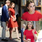 Kate Middleton abito e clutch LK Bennett pump Gianvito Rossi orecchini Kiki McDonough