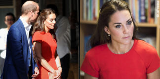 Kate Middleton abito e clutch LK Bennett pump Gianvito Rossi orecchini Kiki McDonough