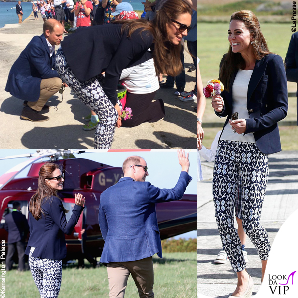 Kate Middleton pantaloni Gap blazer Smythe top HM scarpe Monsoon e Sebago