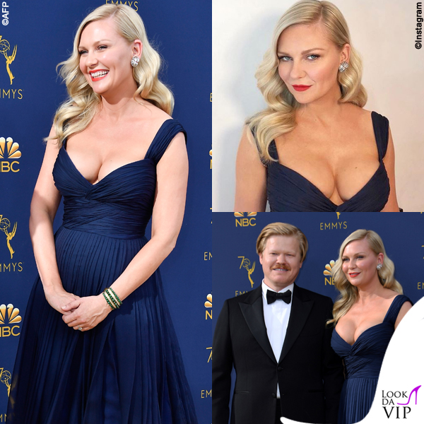 Kirsten Dunst Emmy Awards abito Schiaparelli gioielli Fred Leighton