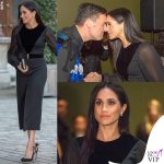 Meghan Markle abito e clutch Givenchy scarpe Aquazzura orecchini Birks