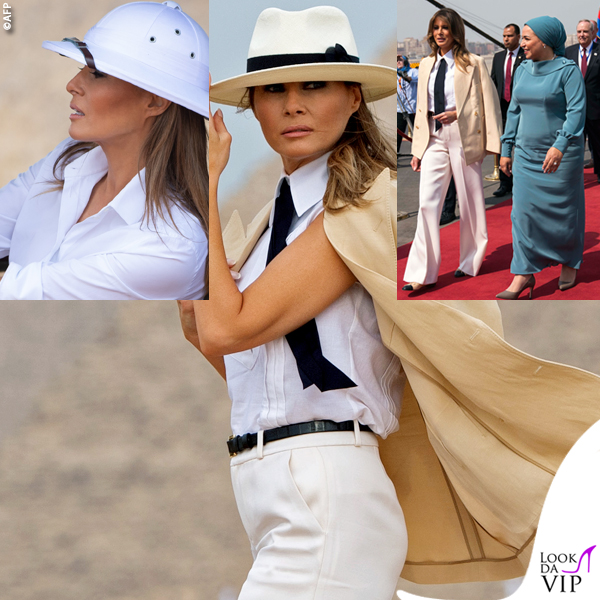 Egitto Melania Trump blazer Ralph Lauren cappello Chanel