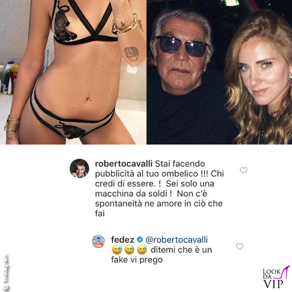 Roberto Cavalli critica Chiara Ferragni su Instagram