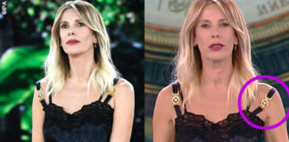 Alessia Marcuzzi Isola 9 puntata vestito stivali Versace scuse bretella