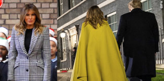 Melania Trump a Londra con cappotti Alexander McQueen e Valentino