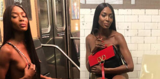 naomi campbell nella metropolitana di new york per la campagna valentino