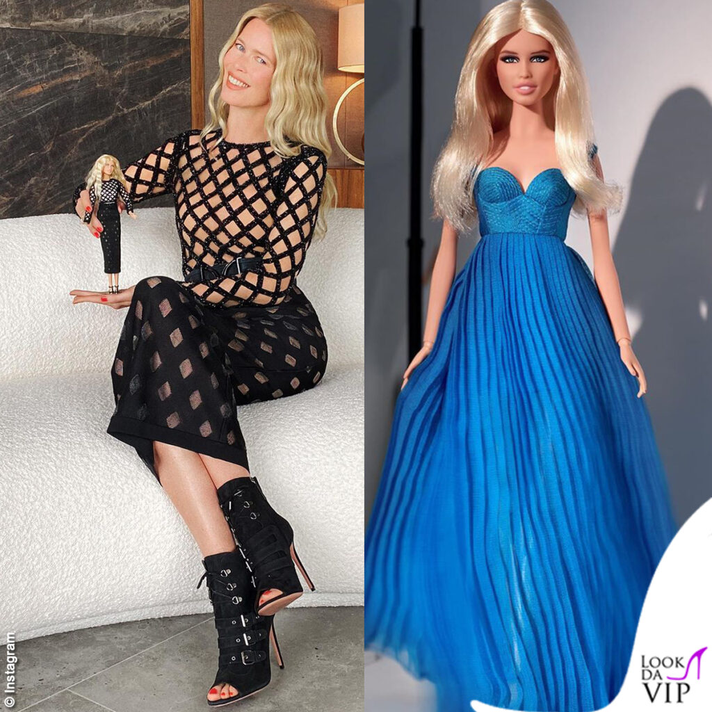 Claudia Schiffer Barbie abito Balmain Versace