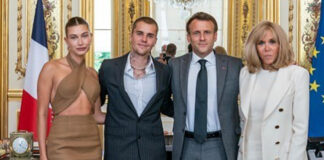 Hailey Baldwin e Justin Bieber incontrano Emmanuel Macron a Parigi