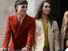 Maneskin Roma outfit Gucci Damiano nuovo haircut Ethan