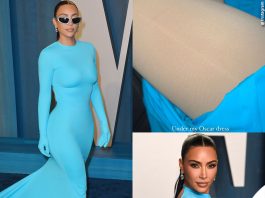 kim kardashian mostra l'intimo contenitivo di skims al vanity fair oscar party 2022