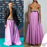 Eurovision Turquoise Carpet Mahmood outfit Willy Chavarria