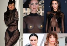 Kylie Jenner Chiara Ferragni Mariacarla Boscono Kendall Jenner Greta Ferro abito nero trasparente