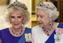 Regina Camilla The George VI sapphire parure di Elisabetta