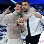Sanremo 2022 finale vincitori Mahmood in Burberry e Blanco in Valentino