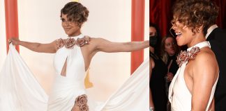 Halle Berry con l'abito di Tamara Ralph agli Oscar 2023