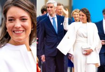 Alexandra di Lussemburgo Nicolas Bagory matrimonio civile vestito da sposa cappa Valentino borsa Chanel orecchini diamanti