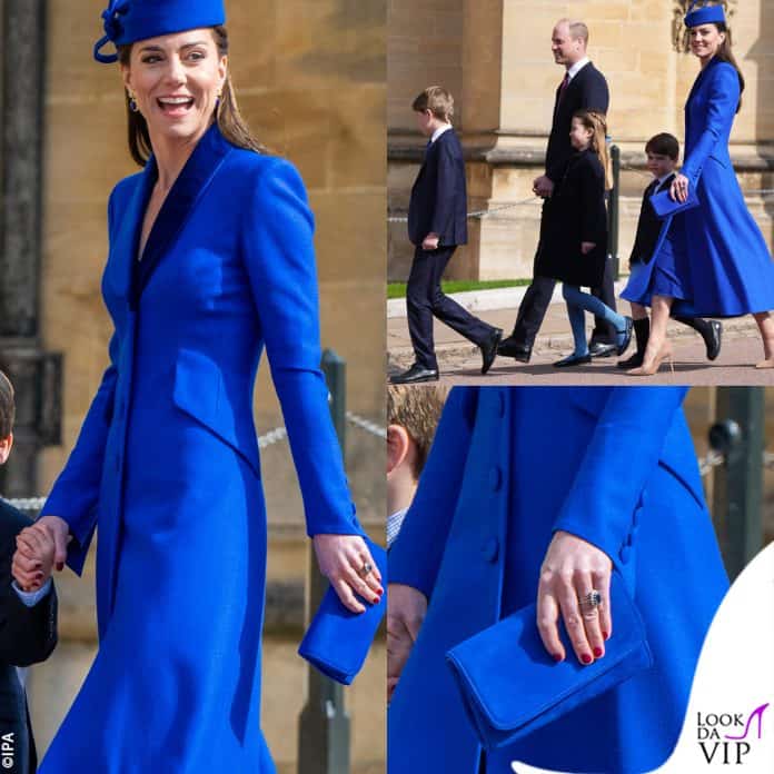 i look della royal family alla messa di Pasqua: Kate Middleton in blu