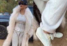Rihanna pelliccia Dolce e Gabbana scarpe Fenty x Puma 3g