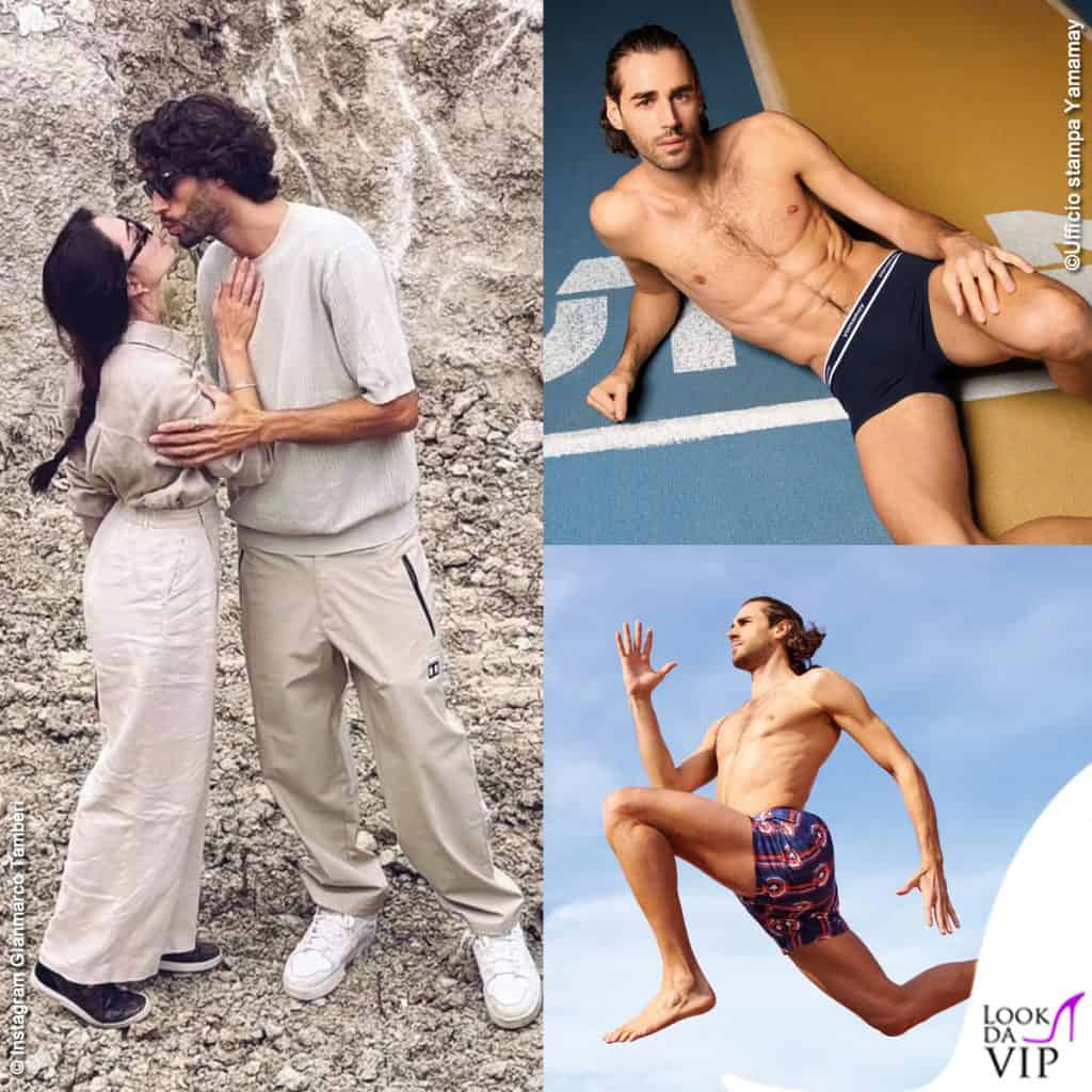 Gianmarco Tamberi pantaloni Puma costumi Yamamay Chaira Bontempi borsa Louis Vuitton