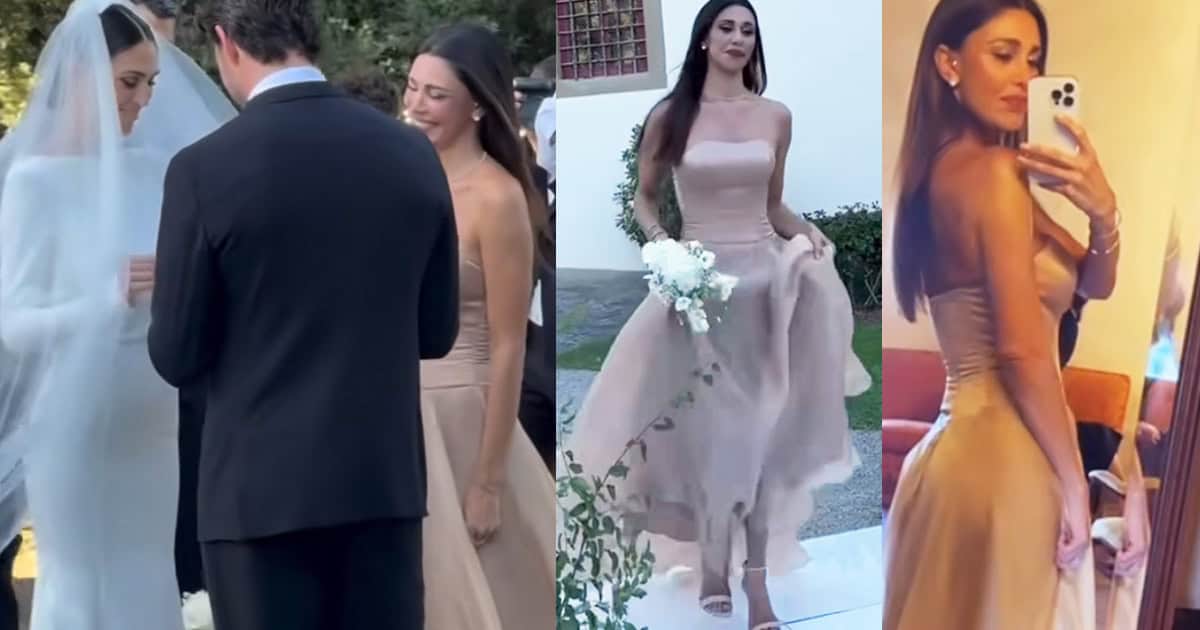 Belen Rodriguez protagonista alle nozze della sorella: due look sensualissimi
