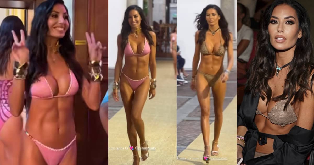 Elisabetta Gregoraci, dopo il ricovero, sfila in bikini alla MFW