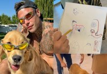 Silvio, il cane di Fedez, fa il fitting per la sfilata Versace